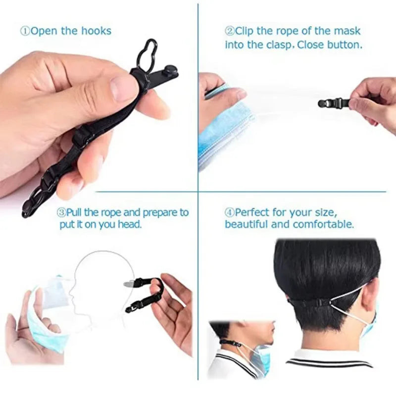 5PC Adjustable Mask Extension Bandage Mask Hook Ear Rope Unisex Mask Extension Belt Relieves Ear Pain Prevention Mask Lanyard Qme