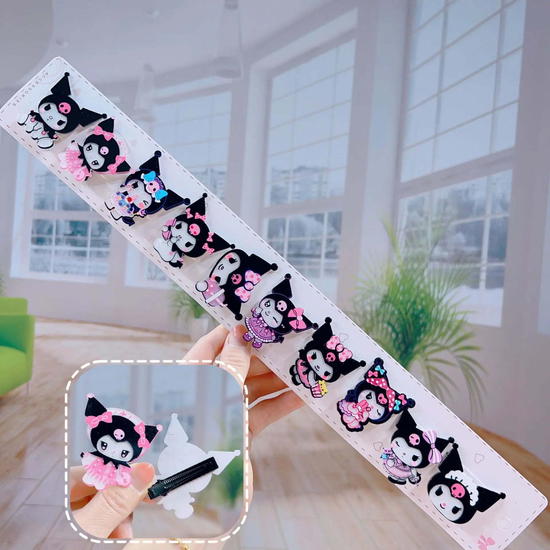 Clownee Headpiece Black Pink Hair Clip School Accessories Acrylic Qme 5