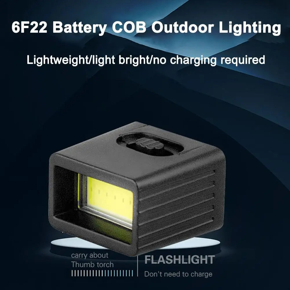 Mini 9V Battery Flashlight 2 Modes COB LED EDC Key Light 6F22 Battery Outdoor Lighting Work Light Excluding Battery Qme
