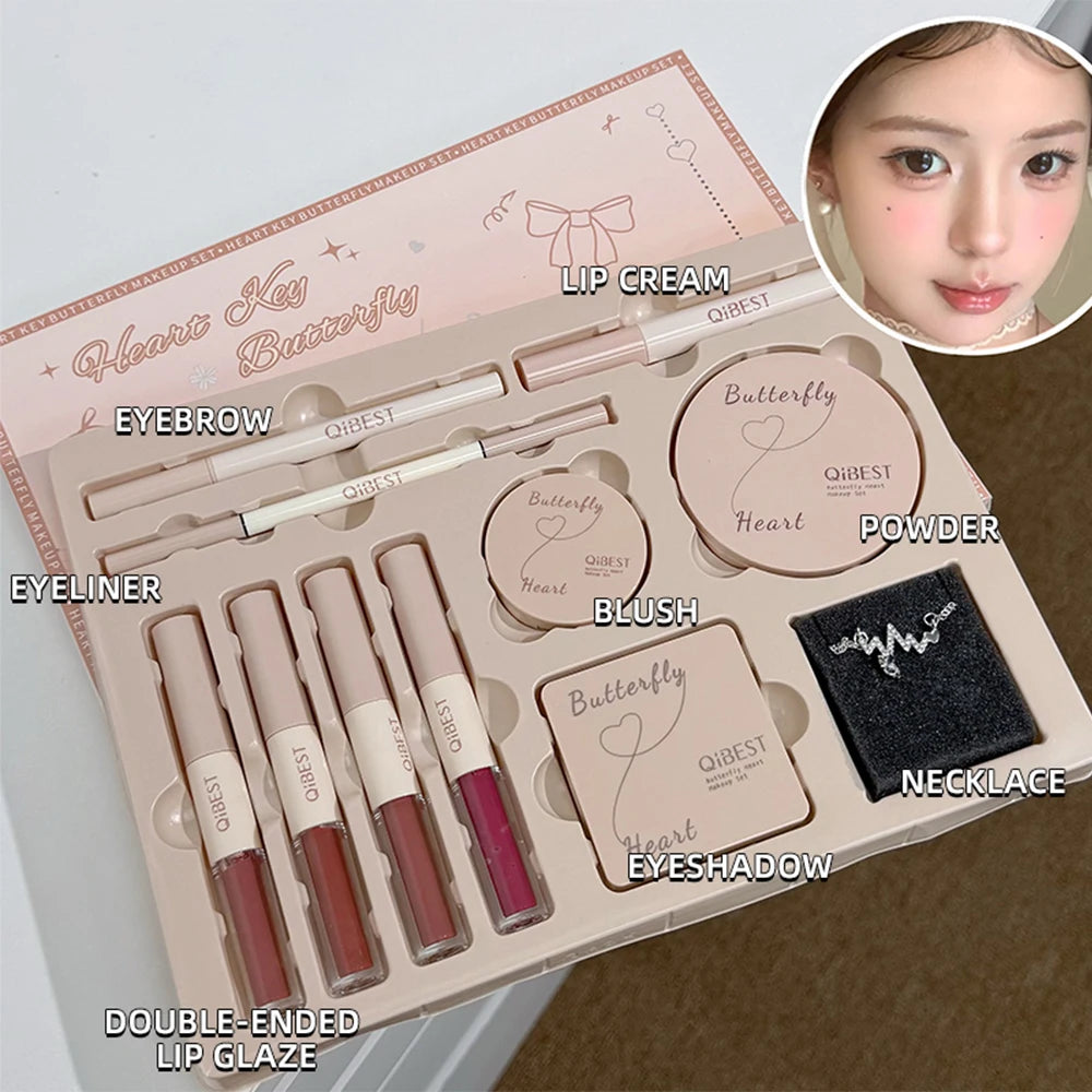 Makeup Box Butterfly Bow Heart Limited Lipstick Powder Blush Qme