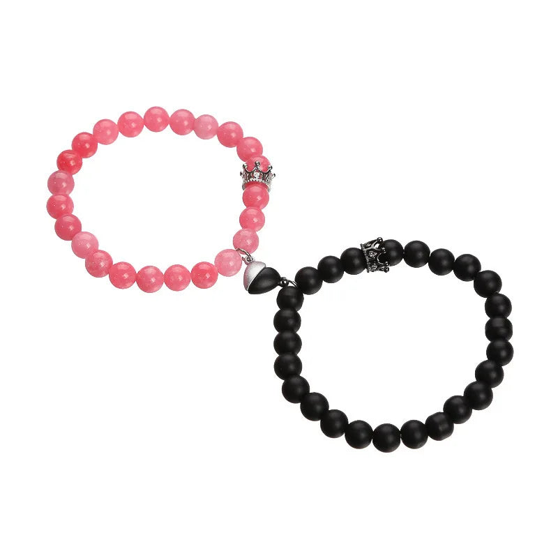 Hot Sale Zinc Alloy Purple and More Colors Couple Bracelets Heart Magnetic Attraction Matching Bracelet for Lovers Qme c-FBCrown