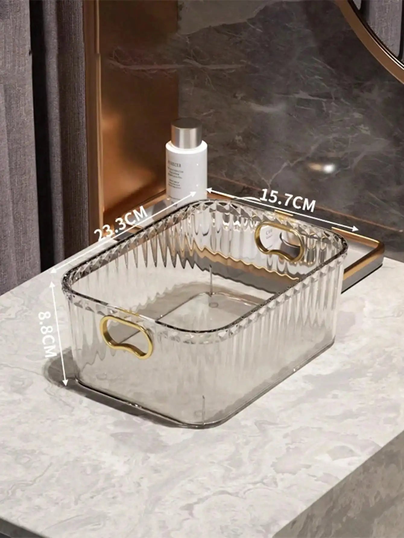 Luxury Transparent Cosmetic Storage Box Sturdy Thick Clear Plastic Qme white
