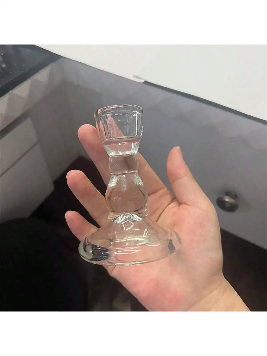 Romantic European Vintage Crystal Candle Stand Small Gourd Rod Table Qme