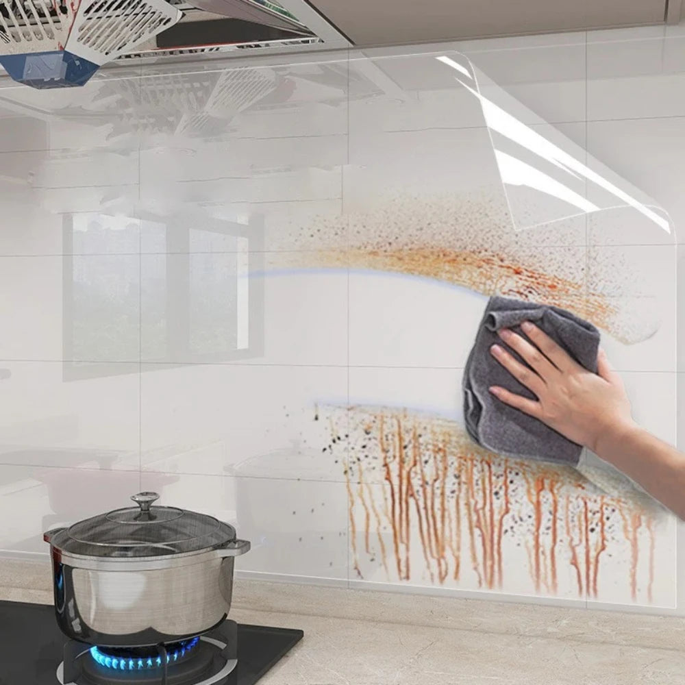 Electrostatic Adsorption Decorative Film Transparent Oil Splatter Guard Anti-grease Wall Protector for Kitchen Tile Surface Qme