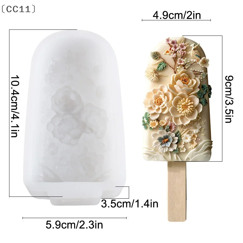 CC11Silicone Flower Popsicle Molds Stunning Floral Design Qme