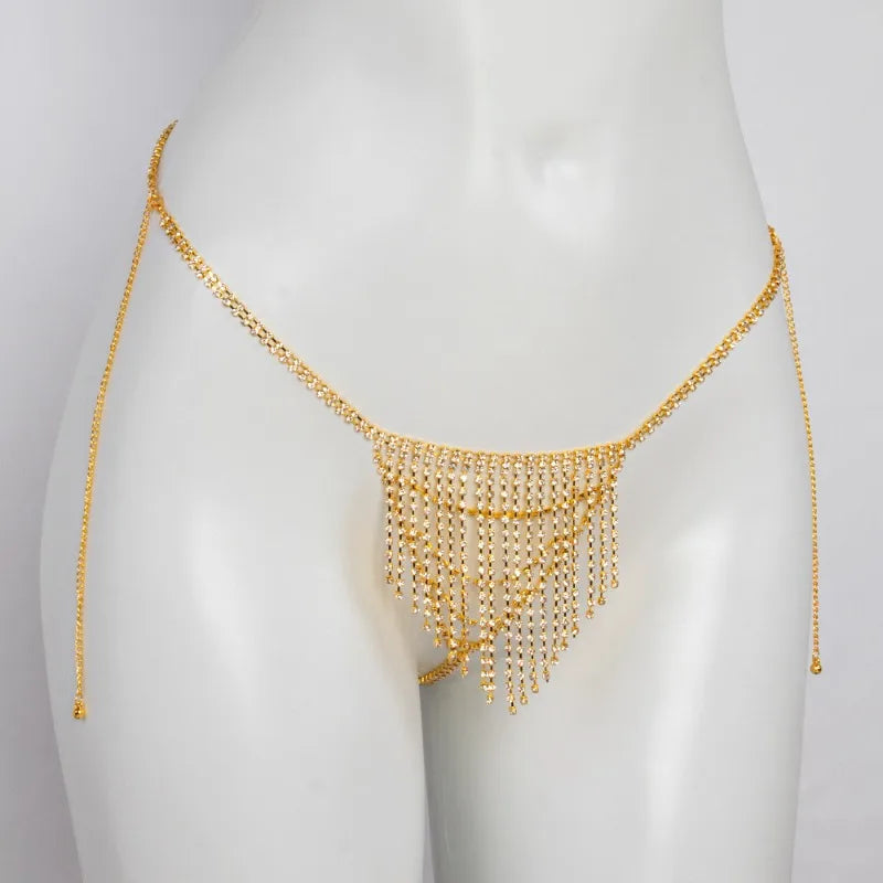 Flash Diamond Breast Chain Rhinestone Tassel Sexy Bikini Body Qme