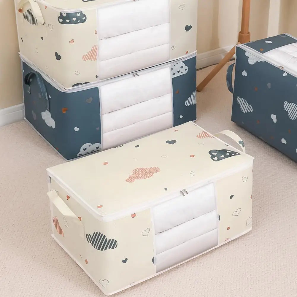 Large Capacity Clothes Storage Bag Organizer With Reinforced Handle Suitable For Blankets Bedding Foldable With Sturdy Zipper Qme