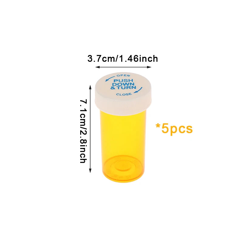 Plastic Medicine Pill Bottles Child Resistant Caps Containers Travel Qme A3