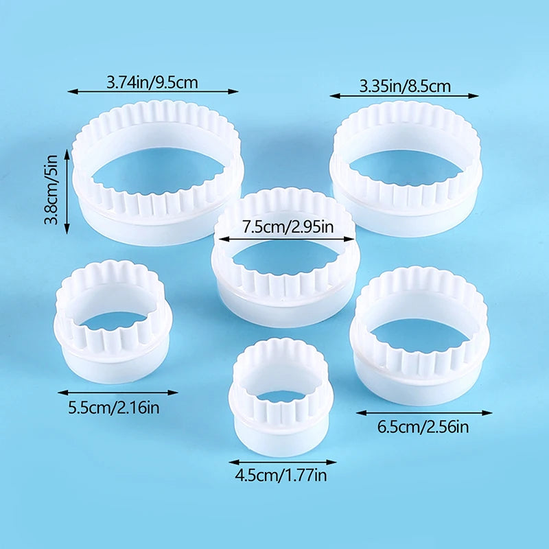 White Wave Round Double-sided Cookie Cutters Kitchen Tools Baking Qme 6pcs
