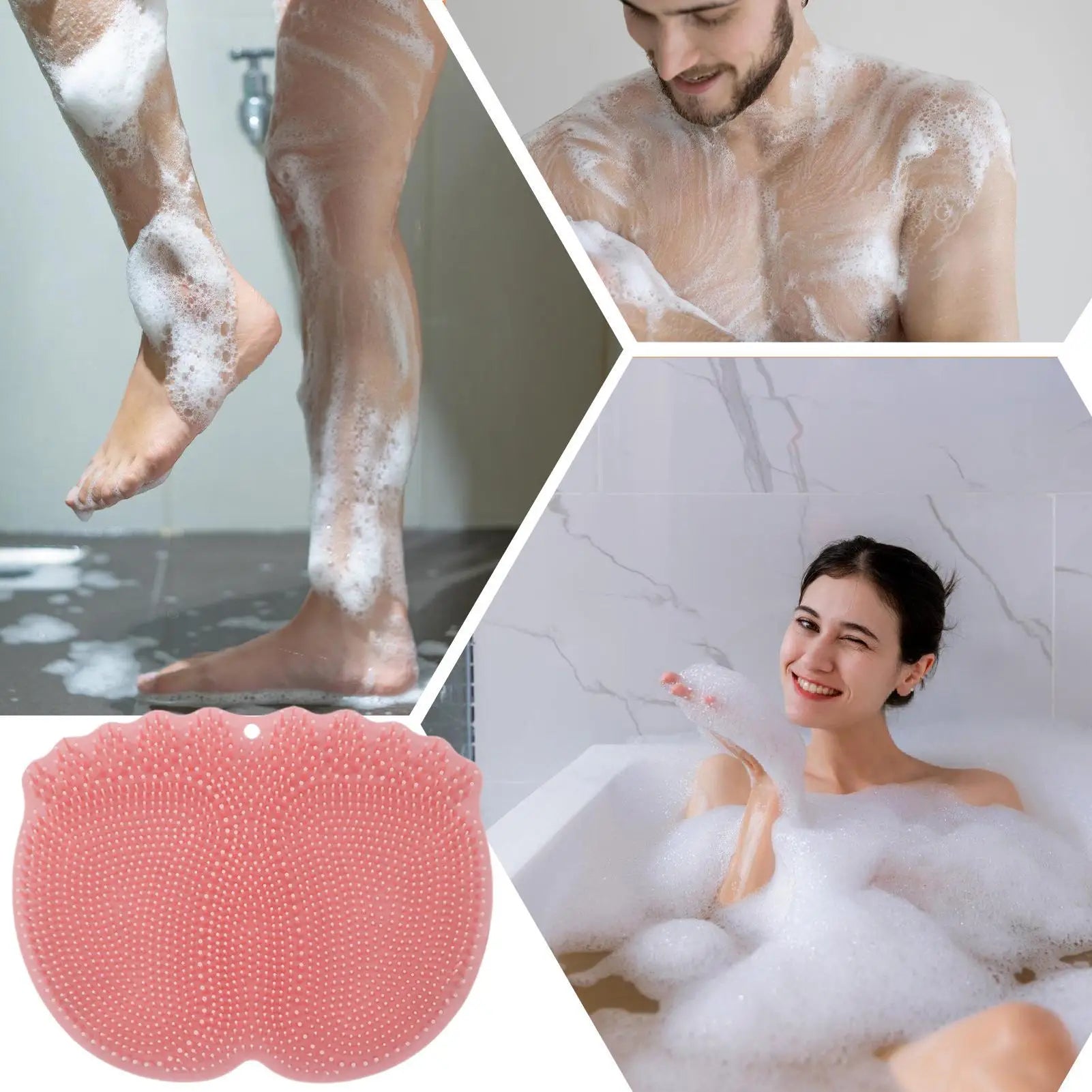 Shower Foot Scrubber Mat Soft Bristles Body Cleaning Massage Shower Foot Back Scrubber For Women Men Kids Elderly Home Bathroom Qme