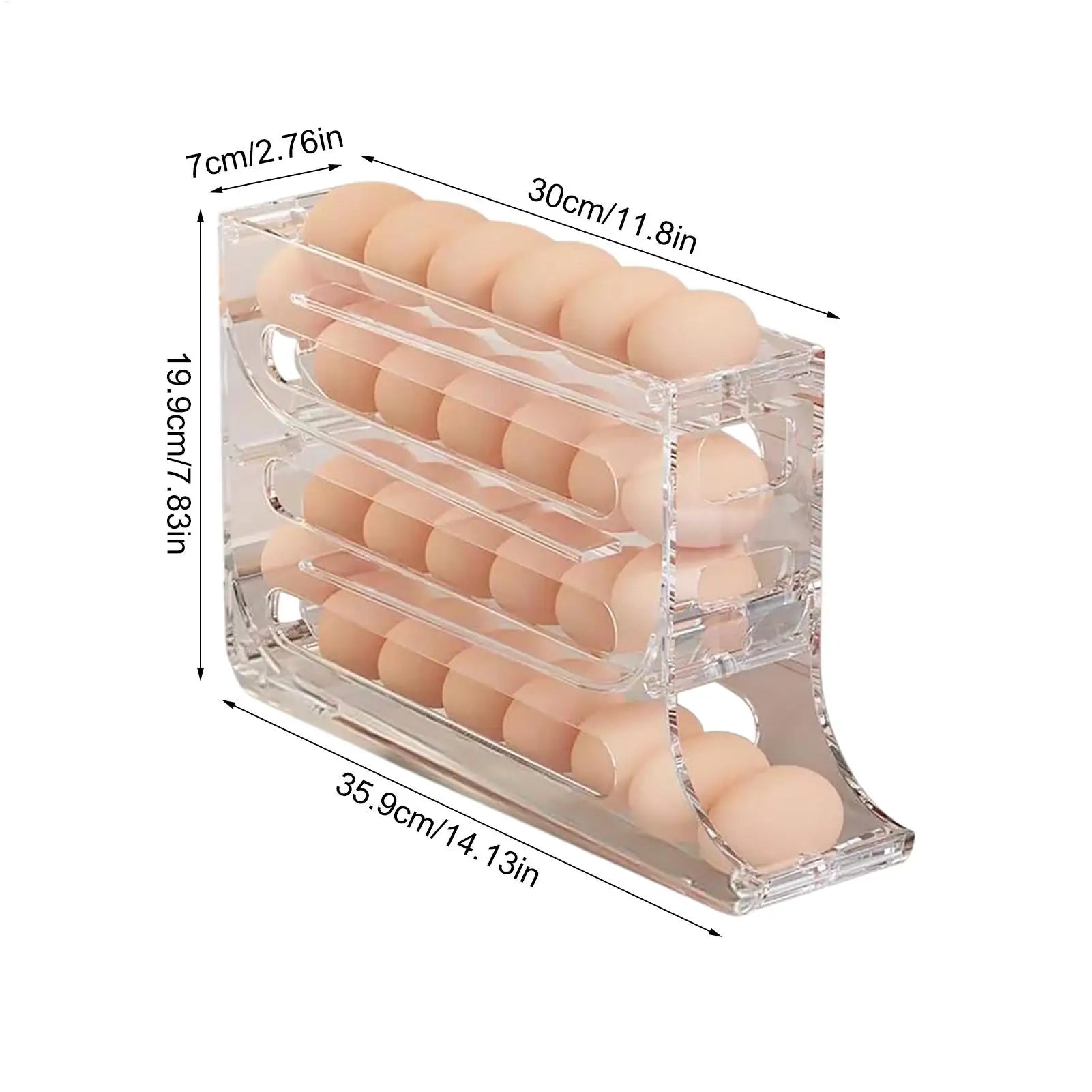 Egg Rack Refrigerator Auto Rolling 4-Layer Fridge Dispenser Qme