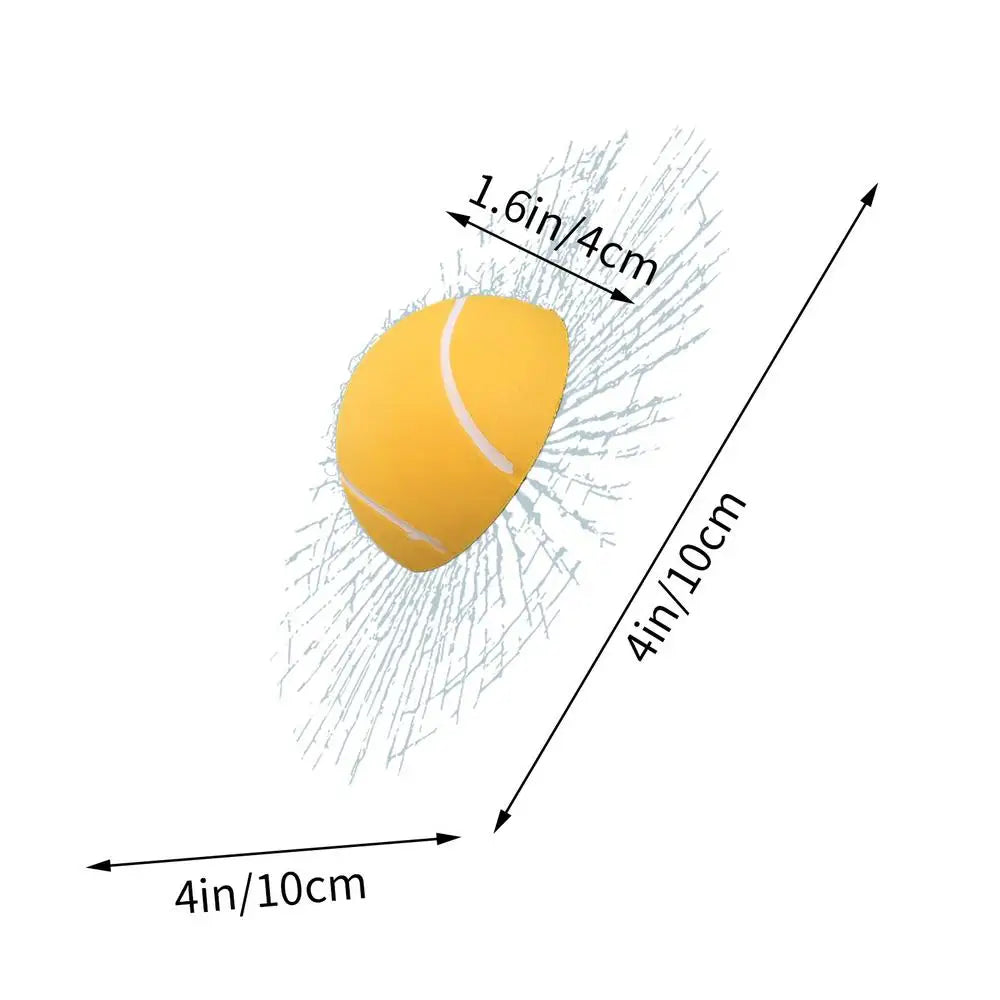 3D Prank Tricky Broken Glass Sticker 3D Tennis Ball Hit Window Sticker Funny Adhesive Decal Waterproof Auto Windshield Qme Yellow