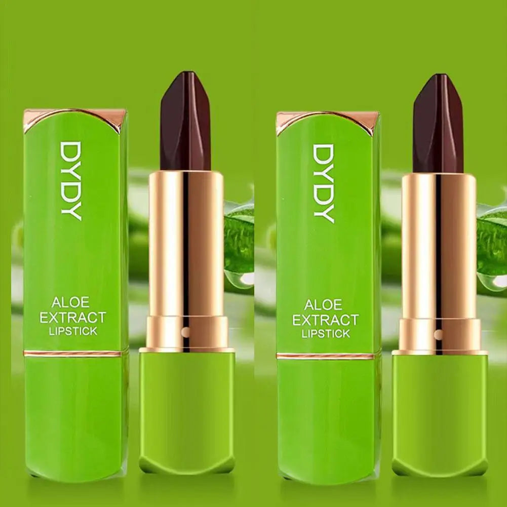 2PCS Aloe Vera Tricolor Color Changing Tint Lipstick Lasting Moisturizing Discolored Lip Gloss Aloe Vera Lip Balm Non-Stick Cup Qme
