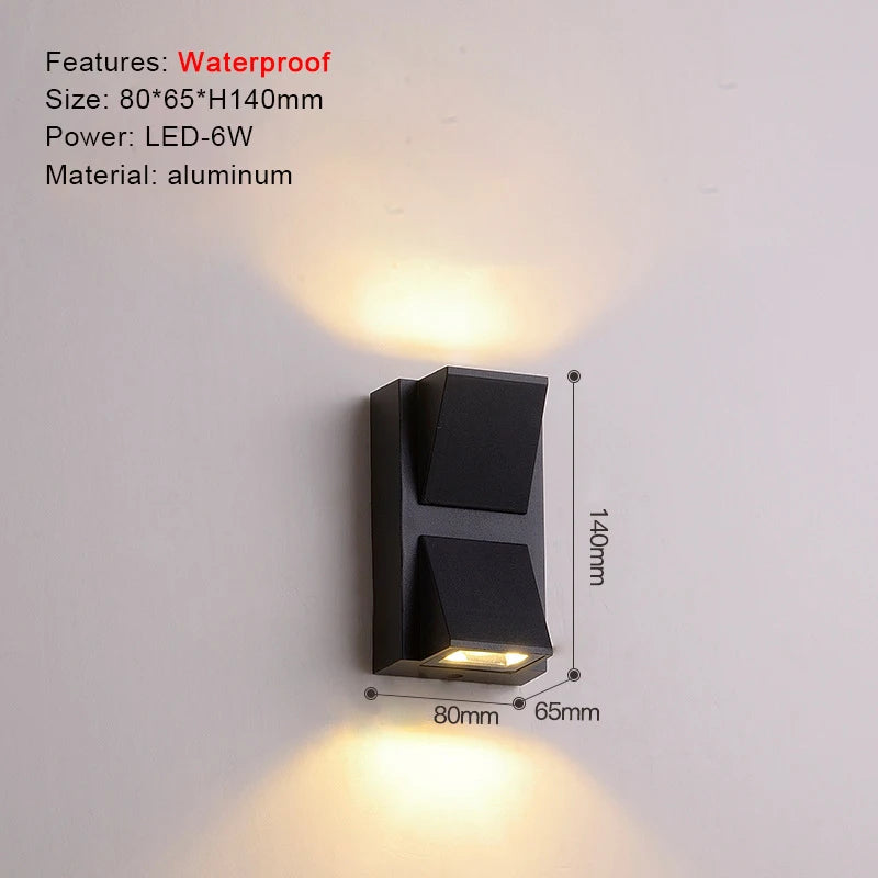 TRAZOS Round Square Modern Wall Lights Garden Porch Ip65 Waterproof Up Down Lighting Outdoor Led Bedroom Lamp Wall Decor Qme 1007 Warm White (2700-3500K)