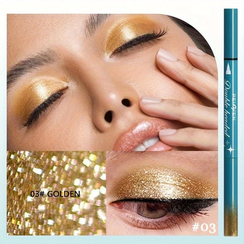 Double Head Waterproof Eyeliner Liquid Pen Lasting Development Not Qme 03GOLDEN