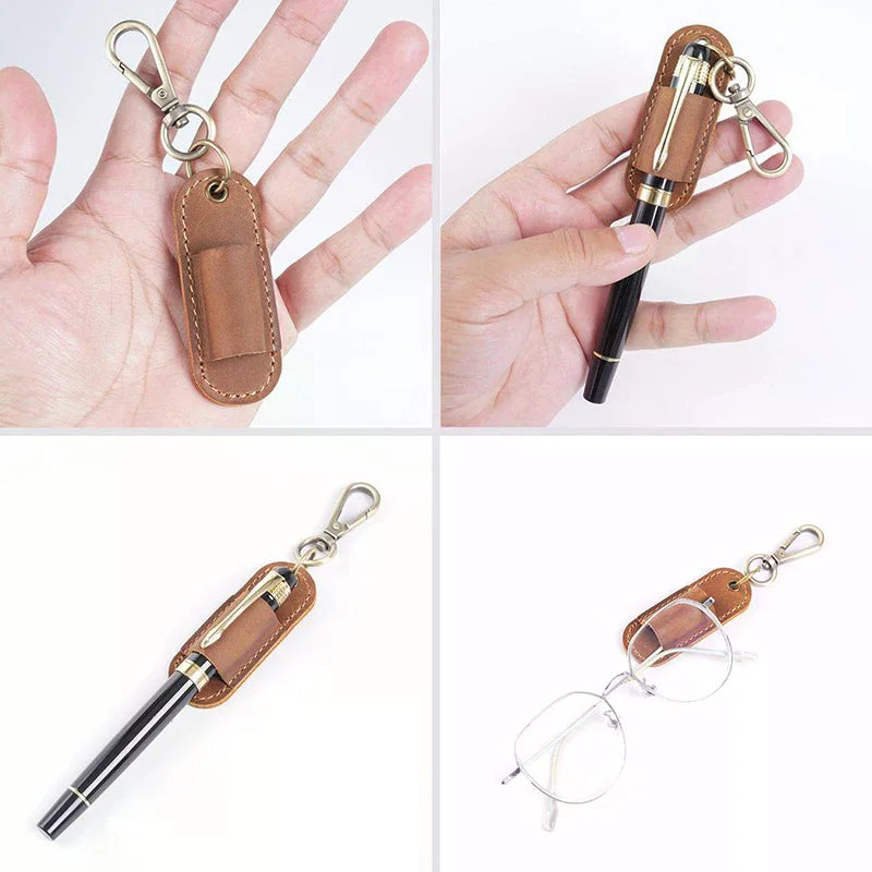 Pen Lanyard Holder Keychain Portable Pencil Protector Clipboard PU Qme
