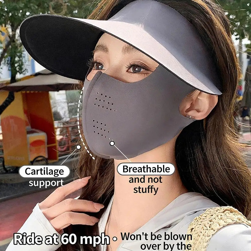 Sunscreen Face Mask Sun Visor Hat UPF 50+ Summer Cover Full Qme