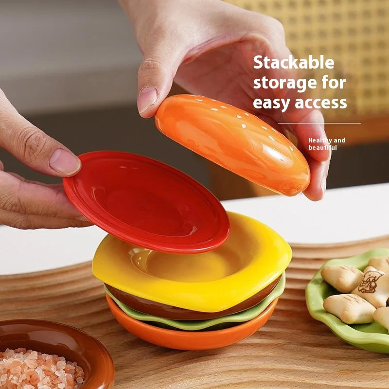 Stackable Hamburger Plate Burger 6 Layers Mini Dinner Value Bone Spit Qme