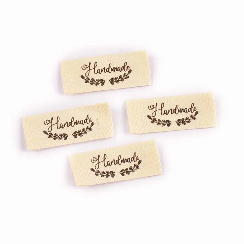 50pcs 14.5-53mm Vintage Handmade Fabric Labels Soft Clothing Tags for DIY Sewing Crafts Clothes Scrapbooking cp3820 Qme 37x14.5mm