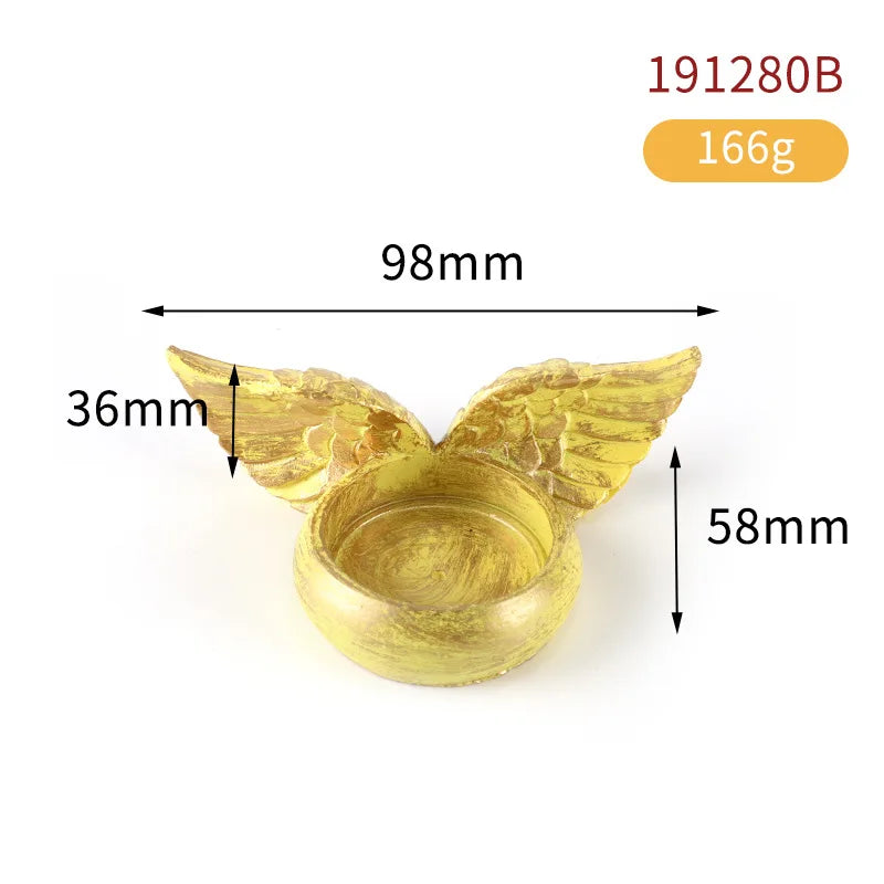 Retro Angel Wing Resin Candle Cup Classic Home Decoration Ornament Qme yellow M 1Pc