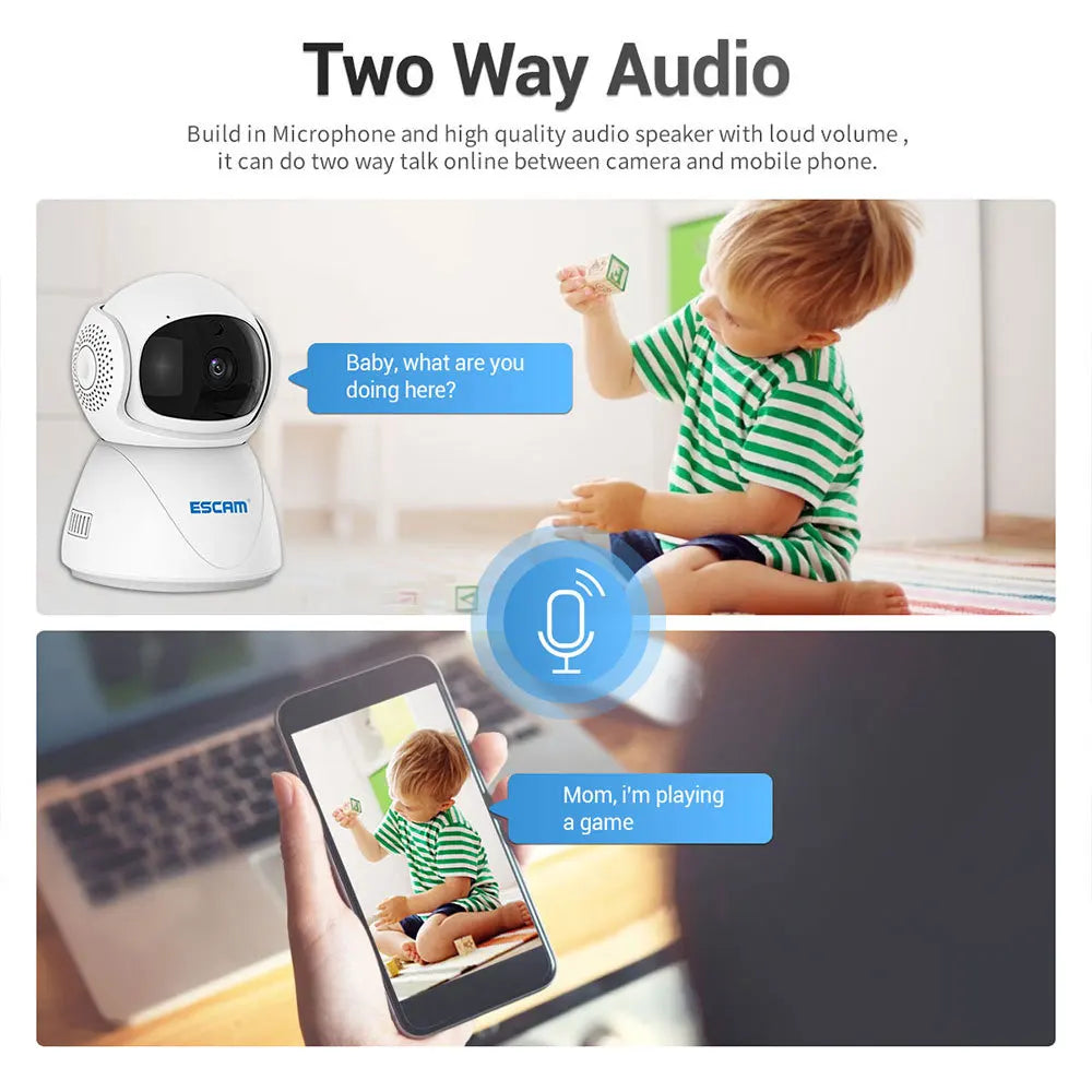 ESCAM PT201 1080P Smart Surveillance Camera Wireless CCTVNetwork 2.4G 5G WiFi IP Camera IR Night Vision Baby Monitor Qme