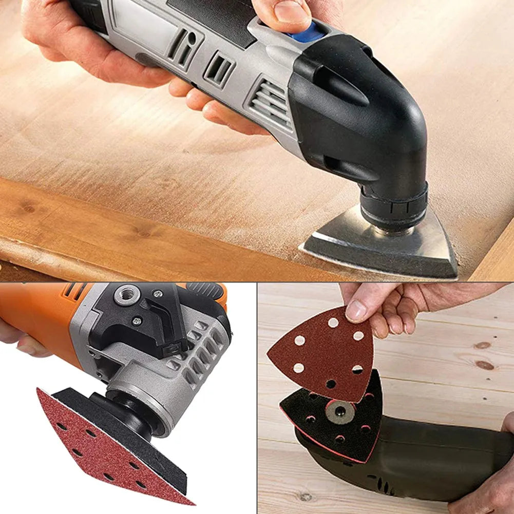 Triangular Sanding Disc 6 Hole Sander Hook Loop Sandpaper Abrasive Qme