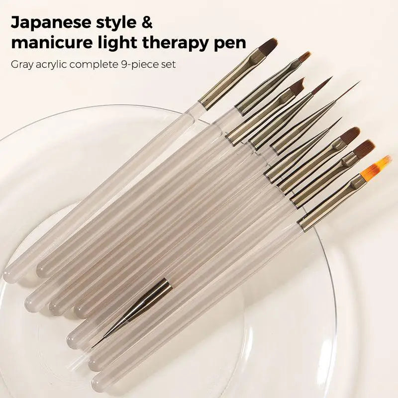 Acrylic Manicure Brush Pen Multi Functional Heads Non-slip Comfort Qme transparent