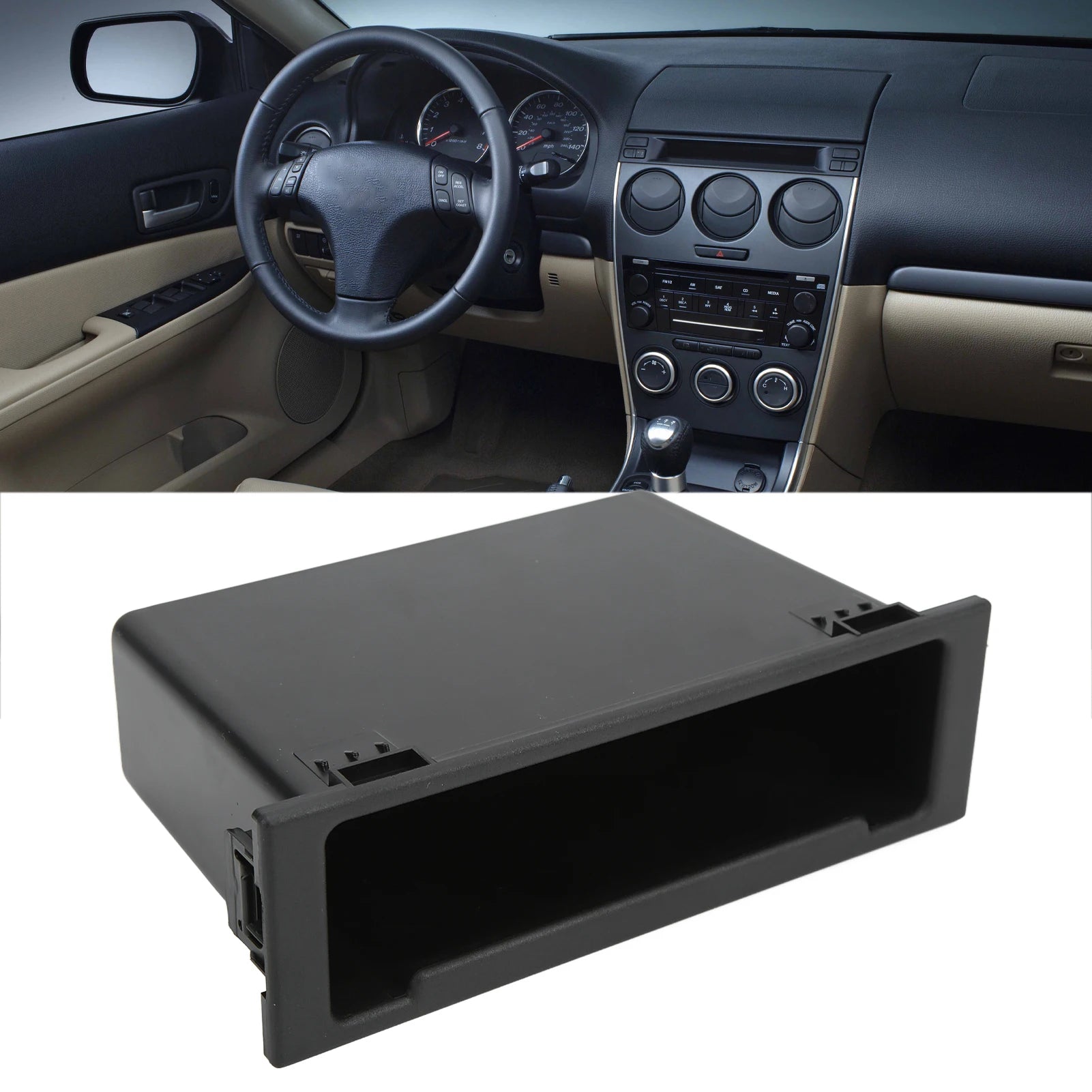 Car Radio Storage Case Dash Radio Car Stereo Audio Radio Storage Box 1Din Dashboard Organizer Black Replacement for Qme