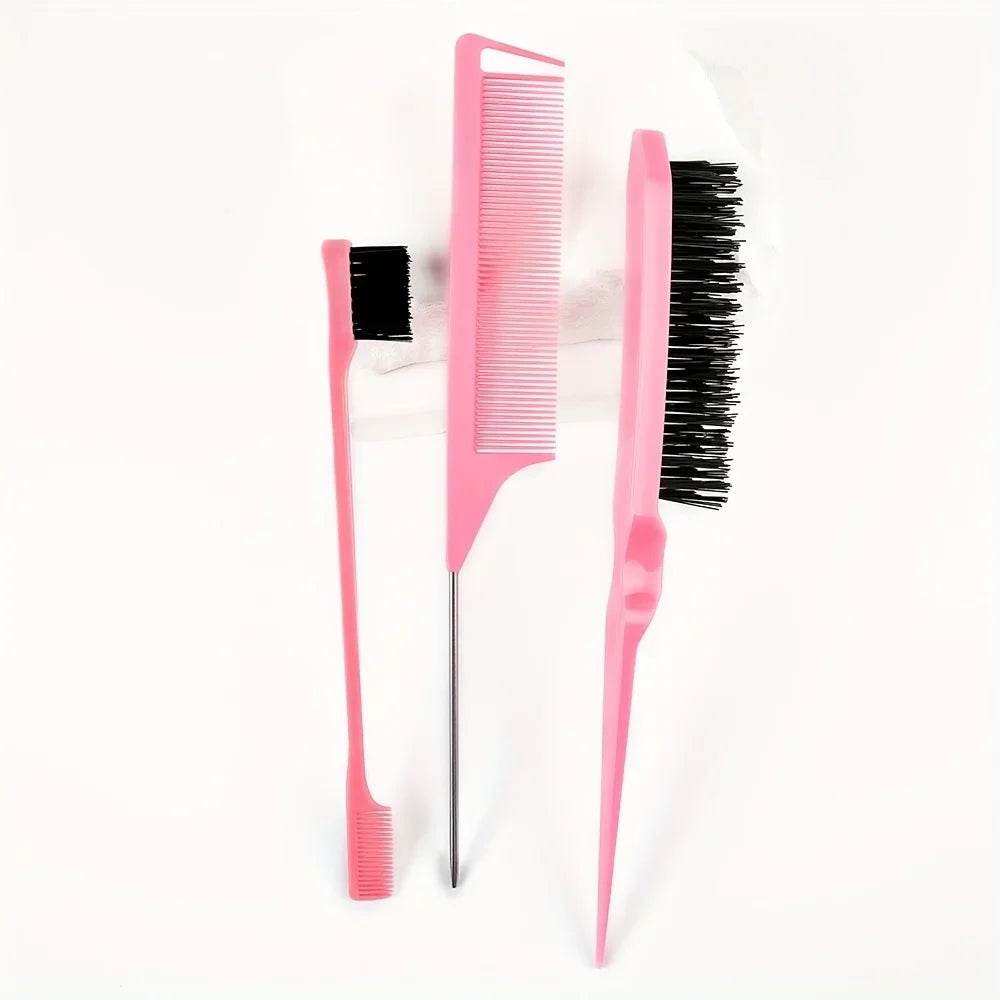 Styling Comb Set with Pointed Tail Comb, Double-Headed Fluffy Bristle Brush for Volumizing and Waving Hair, Beauty Tools Qme