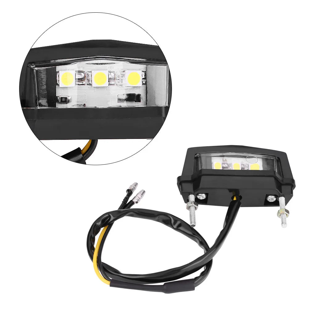 LED License Plate Light 12V Motorcycle Motorbike LED License Plate Light Rear Tail Lamp White Motorcycle Tail Light Qme