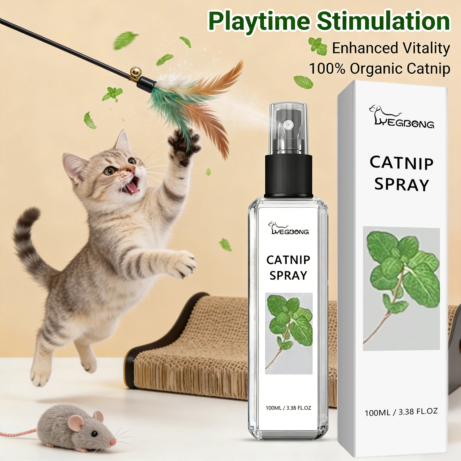 Yegbong Catnip Spray Effectively Alleviating Cat Anxiety Tension Enhance Pet Vitality Stimulate Cats’ Fun Edible Cat Mint Spray Qme