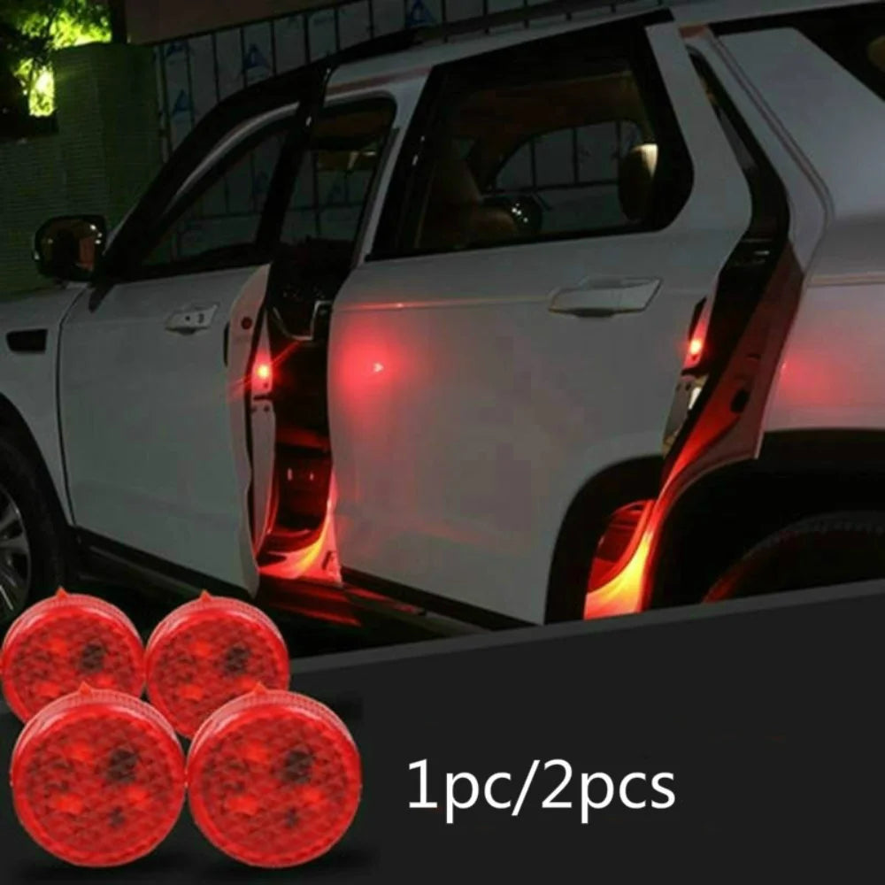 2PCS Car Door Light Warning Light Anti Collision Flash Red Wireless Alarm Lamp Strobe Light Turn Signal Parking Light Qme Default Title