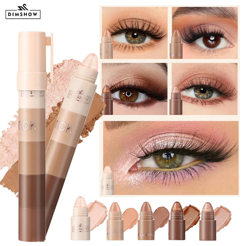 5 in 1 Eyeshadow Pencil Kit Velvet Matte Pigment Shimmer Highlight Makeup Combination Pink Brown Mini Eye Shadow Pen Cosmetics Qme