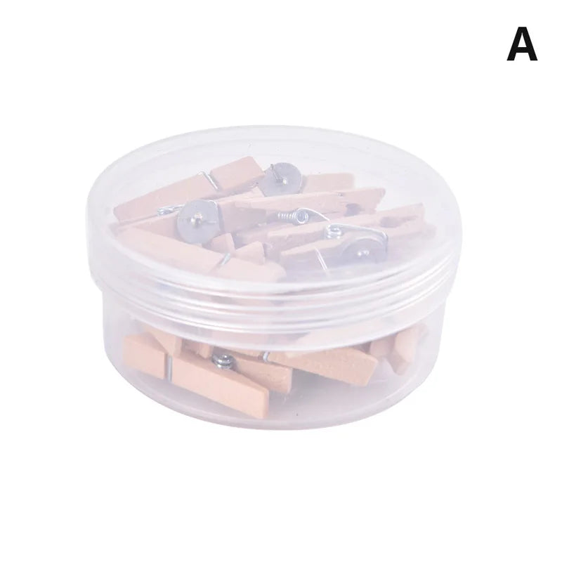 Box Office School Stationery Pins Durable Wooden Clip Push Decorative Qme A