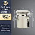 1 2 5 Coffee Bean Jar Airtight Canister Sealed Stainless Steel Spoon Qme 1500ml White