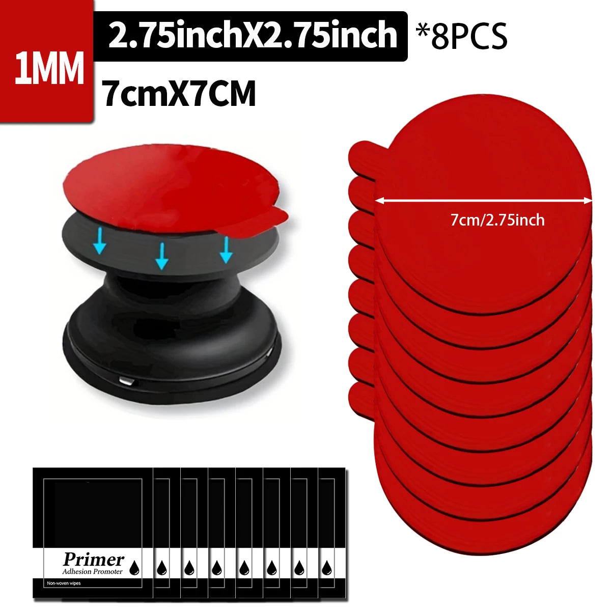 1/10pcs Round Heavy Duty Double Sided Foam Adhesive Tape Dots Automotive Mounting Stickers for Car Holder GPS Rear Camera Qme 8pcs-7cmX7cm 70MM