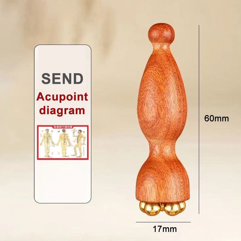 Professional Lotus Seedpod Gua Sha Tool Brass Rosewood Facial Massage Qme A