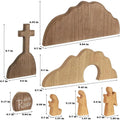 Easter Tomb Scene and Cross Decorations, 7-Piece Wooden Easter Easter Cross and Tomb Tray Set, Desktop Christian Gift, Nativity Qme A CN