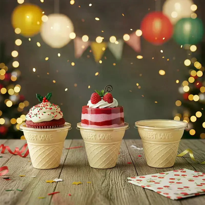 25pcs Ice Cream Cake Cups With Lid Ice Cream Containers Thickened Cake Boxes For Cakes Mousses And Desserts Disposable Party Qme
