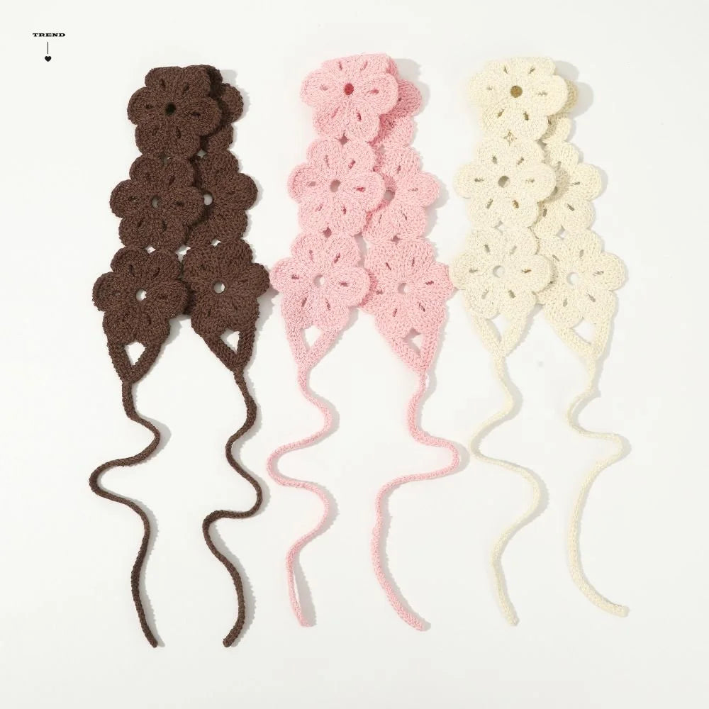 Cute French Knitted Headband Floral Retro Crochet Flower Hair Band Qme