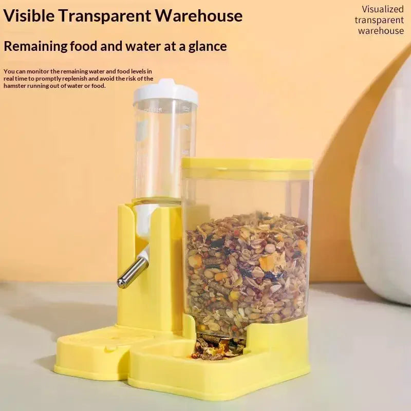 Hamster Waterer And Feeder 2In1 Hamster Water Bottle Large Capacity Leakproof Automatic Feeder Food Water Dispenser Supplies Qme