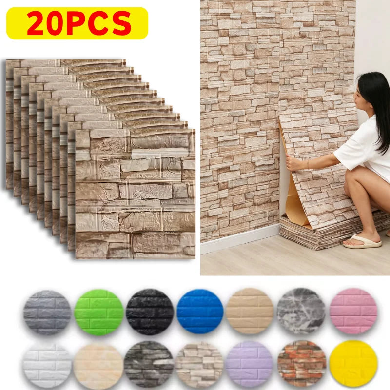 38 5cmx35cm Embossed Brick Wall Sticker Anti Stain Self Sticking Qme