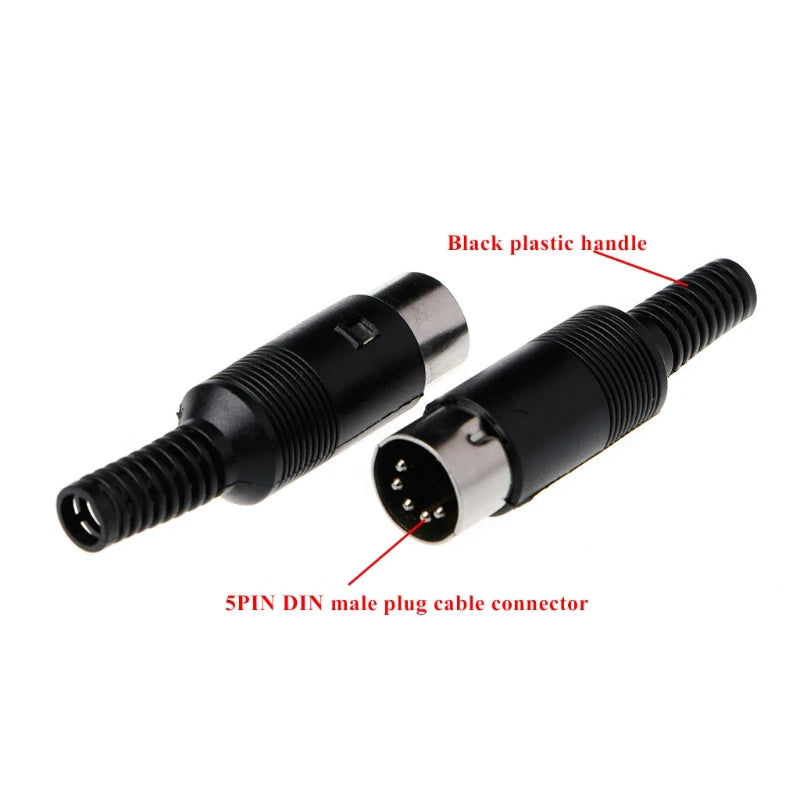 ESCAM 3 Pcs DIN Male Plug Wire Connector with Plastic Handle Cable Connector 5 Pin with Plastic Handle Qme