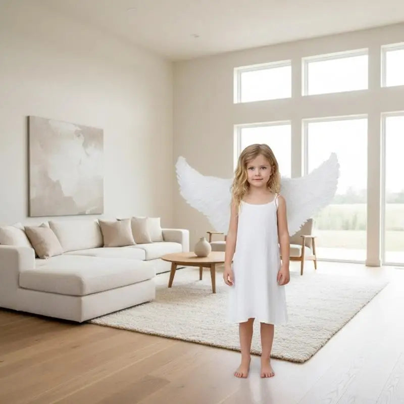 Swallow Shape White Angel Wings Elastic Straps Kids Party Cosplay Qme