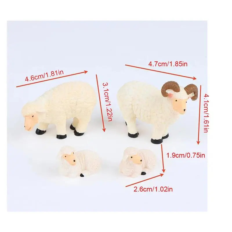 4/1Pcs Miniature Resin Family Sheep Figurine Set Mini Decorative Sculpture For Home Garden Micro Landscape Decor Desk Displays Qme 4pcs