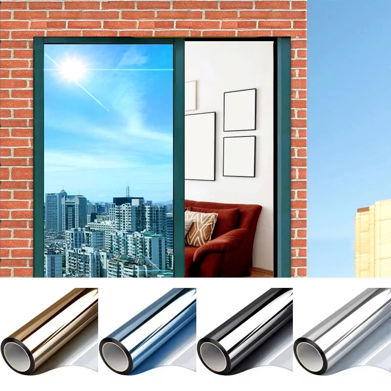 House Window Tint Privacy Film Anti Look Vinyl Mirror Foil Non Adhesive Car Glass Screen Stickers Rolls Heat UV Protection Tools Qme