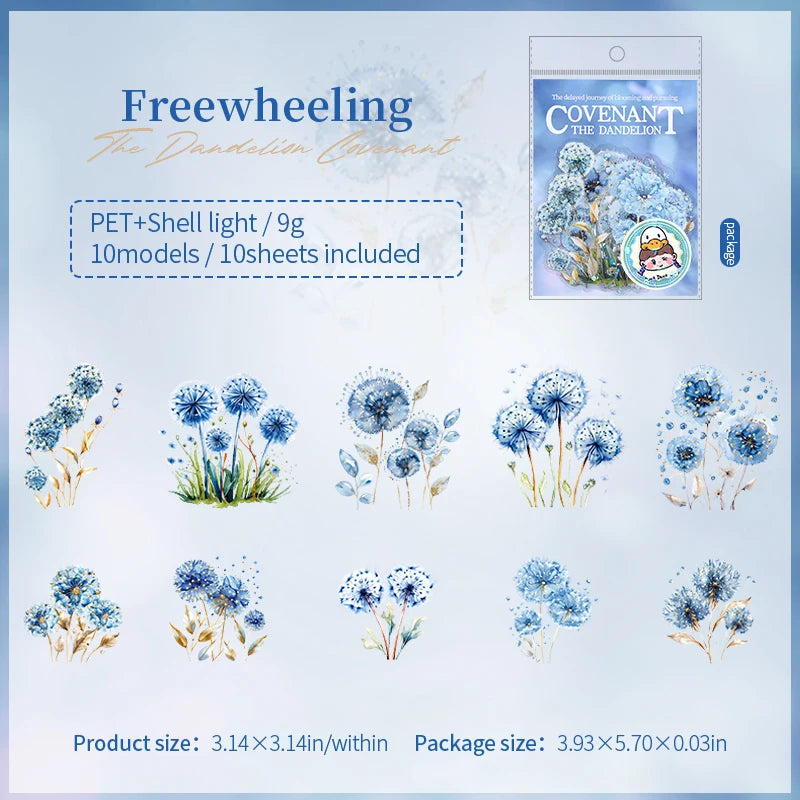 10sheets/bag Iridescent Dandelion Stickers for Scrapbook DIY Art Journal Phone Case Planner Notebook Decoration Gift Qme 6