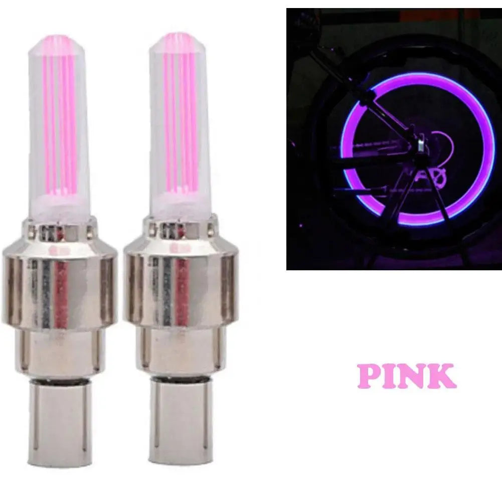 2pcs LED Bicycle Valve Light, Neon Bicycle Spoke Light Bicycle Tire Valve Light, Night Riding Warning Light Bicycle Accessories Qme A