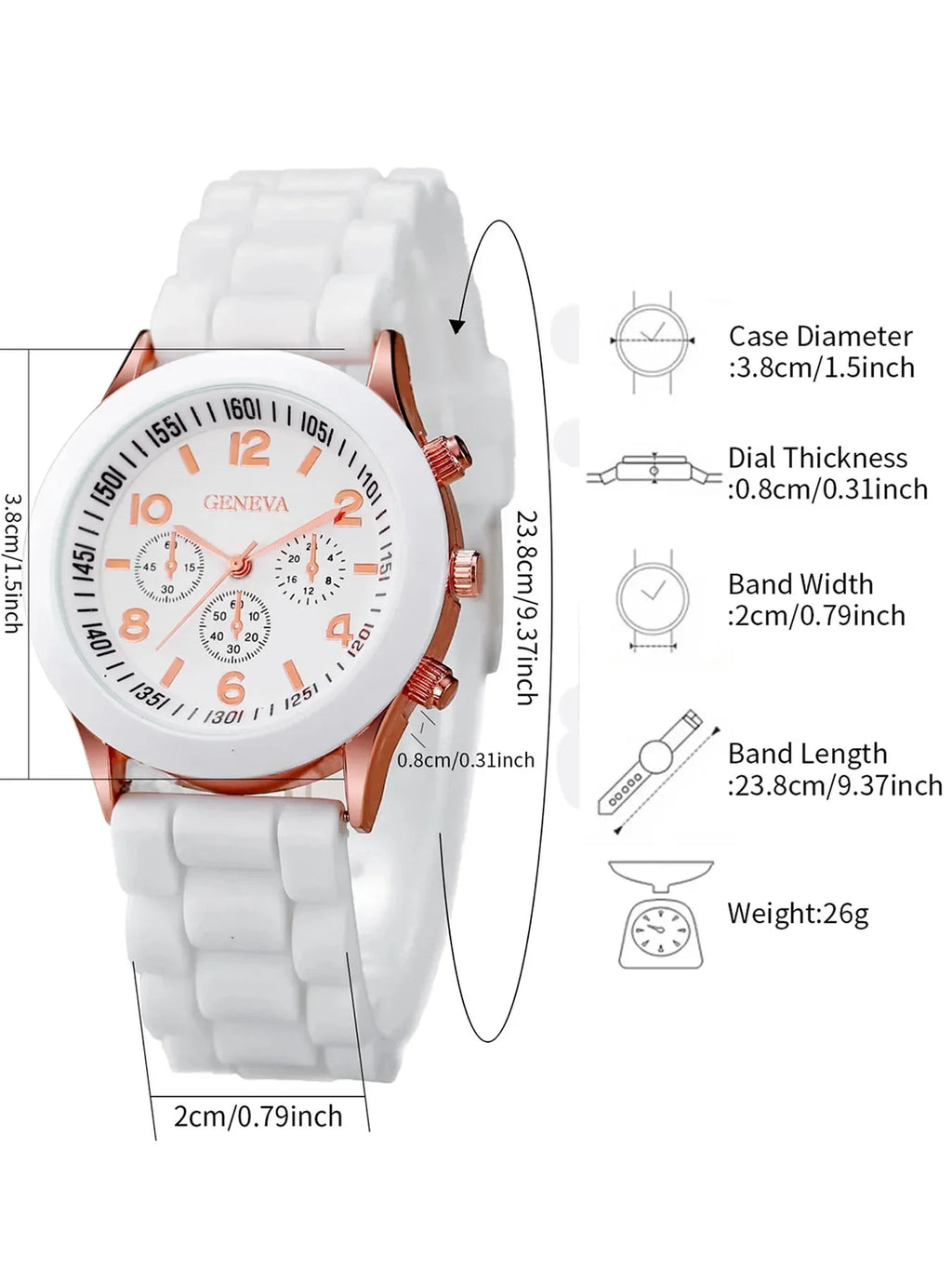 6PCS Women's Watch Fashion Silicone Band Quartz Watches Pearls Heart Jewelry Set（Without Box） Qme