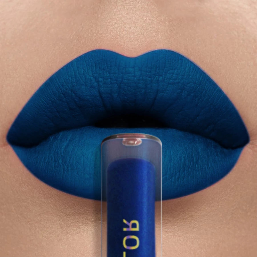 Sexy Velvet Matte Lip Glaze Liquid Lipstick Beauty Gloss Blue Nude Qme
